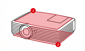 프로젝터 모델명 위치 안내 이미지